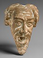Spout in the form of a man's head, Ceramic, glaze, Parthian