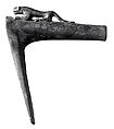 Pickaxe with crouching lion, Copper alloy