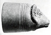 Drinking vessel in the form of a ram's head, Ceramic, Assyrian