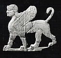 Plaque with a striding sphinx, Shell, Assyrian
