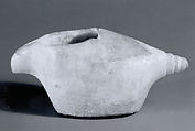 Spouted bowl in the shape of a conch shell, Gypsum alabaster