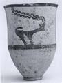 Cup decorated with horned animals, Ceramic, paint