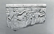 Bowl fragment with a procession, Stone, Assyrian