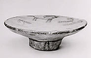 Footed plate with horned animals, Ceramic, paint, Iran