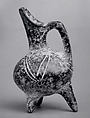 Spouted tripod vessel with incised linear patterns, Ceramic, chalk, Yortan