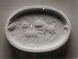 Stamp seal, Chalcedony, brown, Sasanian