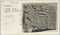 Catalogue cards of orthostat relief: lion-hunt scene, Card with ink, pencil and photograph