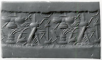 Cylinder seal with cultic scene
, White Chalcedony (Quartz), Assyro-Babylonian