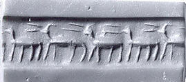 Cylinder seal, Steatite or serpentine, black