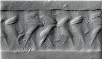 Cylinder seal, Aragonite (?), Akkadian