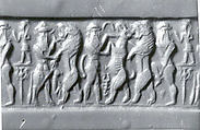 Cylinder seal, Chlorite or hematite (?), Babylonian