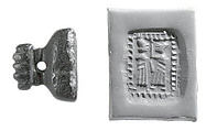 Pyramidal stamp seal with hammer-head handle, Black chlorite