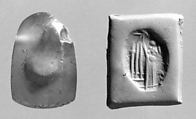 Stamp seal (octagonal pyramid) with cultic scene
, Flawed neutral Chalcedony (Quartz), Assyro-Babylonian