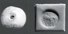 Stamp seal, Chalcedony, white, Sasanian