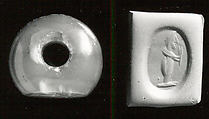 Stamp seal, Chalcedony, yellow, Sasanian