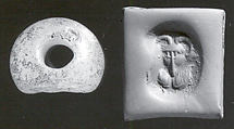 Stamp seal, Chalcedony, blue, Sasanian