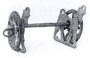 Horse bit with cheekpieces in form of a horse and wheel, Bronze (?), Iran