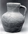 Jug with handle, Ceramic, glaze, Sasanian or Islamic