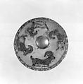 Roundel with horned animals, Shell, gold foil, stone inlay, Iran