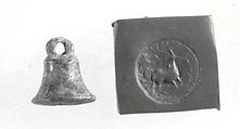 Stamp seal (bell-shaped with loop handle) with animal
, Copper/bronze alloy, Urartian