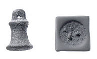 Stamp seal (bell-shaped with loop handle) with monster
, Copper/bronze alloy, Urartian