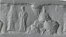 Cylinder seal, Agate, banded, Babylonian