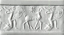 Cylinder seal with hunting scene
, Variegated brown Limestone, Elamite