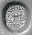 Stamp seal (scaraboid) with animal
, Steatite, gray (?), Syro-Anatolian-Levantine or Neo-Assyrian