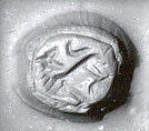 Stamp seal (scarab) with animal
, Mottled Greenstone, Phoenician (?)