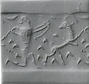 Cylinder seal with hunting scene
, Black Steatite, Elamite