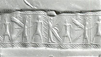 Cylinder seal with gold caps, Carnelian