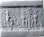 Cylinder seal and modern impression, Chalcedony, Mitanni