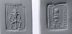 Stamp seal: Bes; cartouche of Men-kheper-re (Thutmose III), Stone, Egyptian