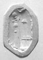 Stamp seal (octagonal pyramid) with cultic scene
, Banded blue Chalcedony (Quartz), Assyro-Babylonian