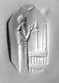 Stamp seal (octagonal pyramid) with cultic scene
, Banded neutral Chalcedony (Quartz), Assyro-Babylonian