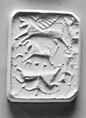 Stamp seal, Alabaster, iron-oxide vein, Iran