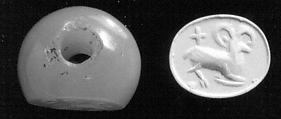 Stamp seal, Chalcedony, milky, Sasanian