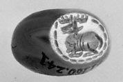 Stamp seal, Chalcedony, brown, Sasanian