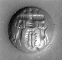 Stamp seal (conoid) with cultic scene
, Blue Chalcedony (Quartz), Assyrian