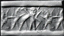 Cylinder seal, Limestone, Sumerian