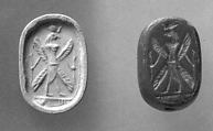 Scaraboid seal, Serpentine, green