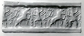 Cylinder seal with hunting scene, Black Steatite, Assyrian(?)