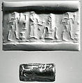 Cylinder seal, Green-black steatite, Isin-Larsa