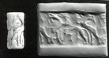 Cylinder seal, Limestone (?), Sumerian