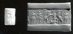 Cylinder seal, Limestone (?), Sumerian