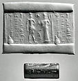 Cylinder seal, Steatite (?), black, Babylonian