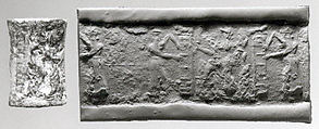 Cylinder seal, Limestone, Akkadian