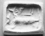 Stamp-cylinder seal (quarter cylinder) with cultic scene, animals (?), and divine symbols
, Olive steatite, Assyrian