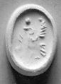 Stamp seal (scarab) with animal or monster
, Steatite, black, Phoenician