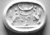 Stamp seal (scarab) with monsters
, Steatite, black, Phoenician
